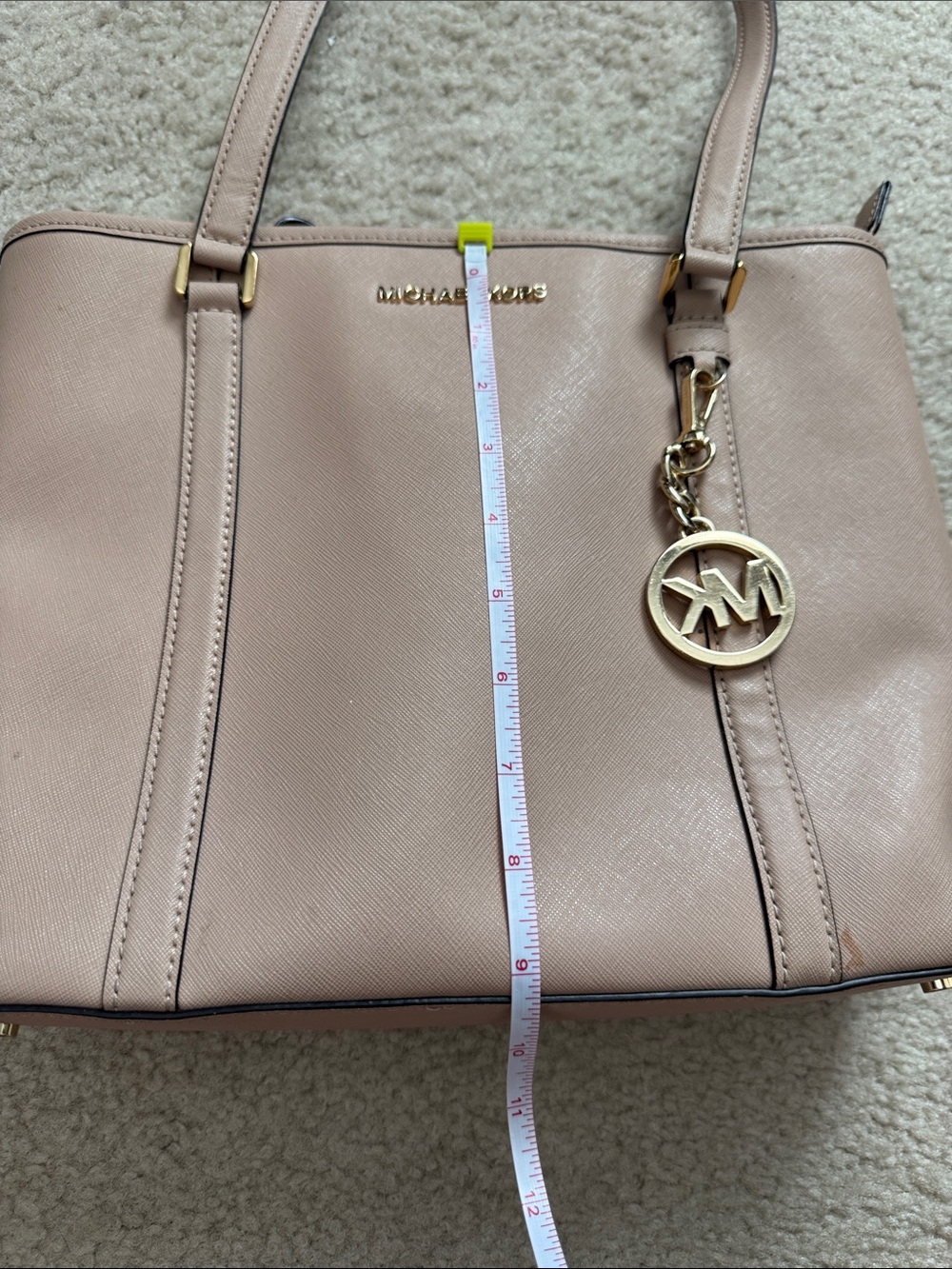 Michael Kors Pale Blush Leather Double-Handle Tote - Picture 12 of 14